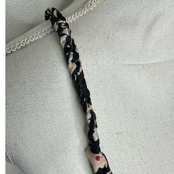 Boho Floral Braided Twist Back Tank Top XS Black Peach Cream Linen Summer Look - Picture 7 of 15